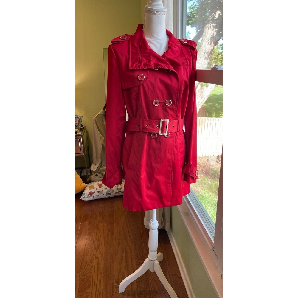 Covington Women’s Raincoat Size L Red Classic Trench Style BNW/Out Tags - Picture 4 of 11